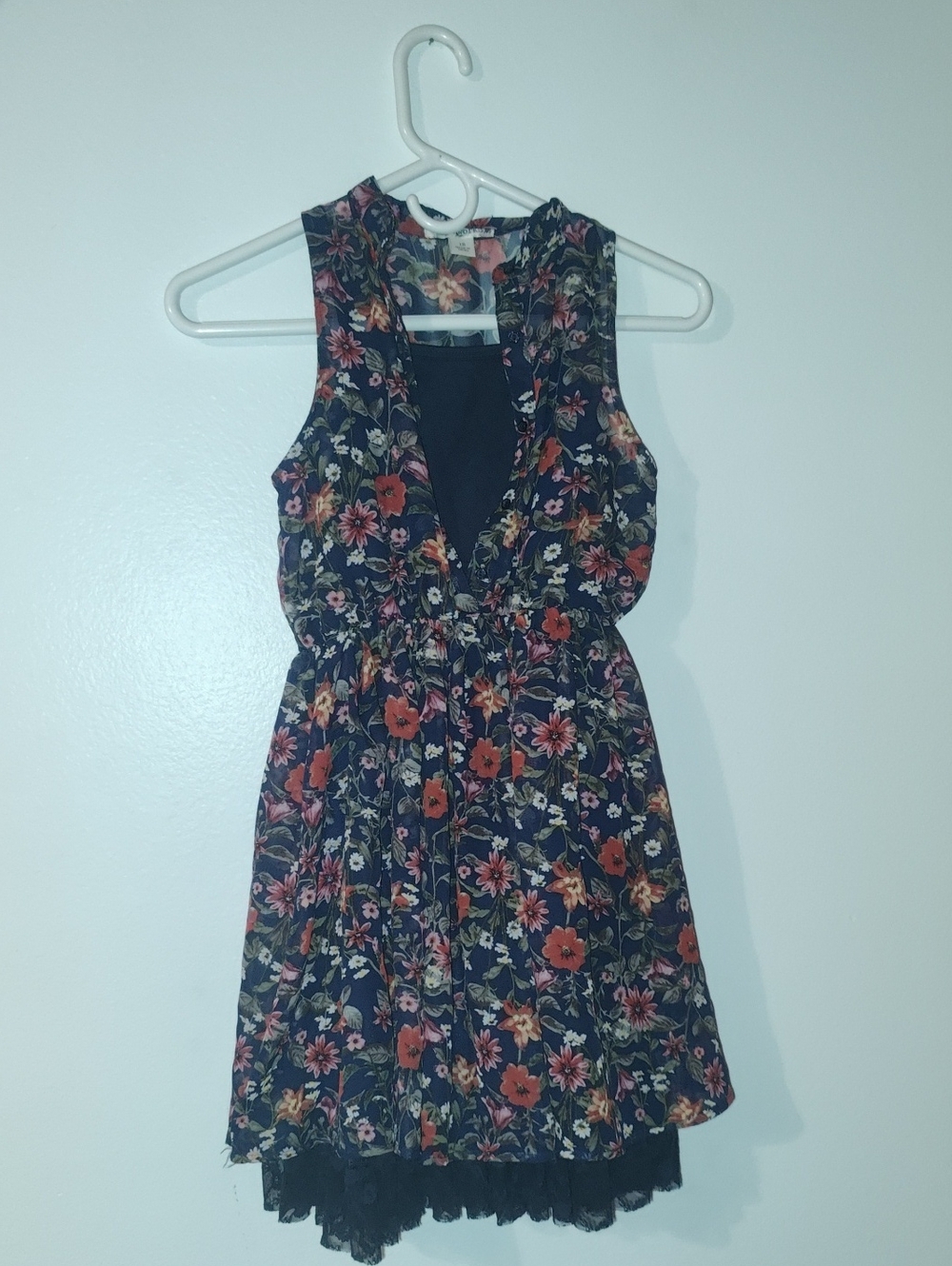 Knitworks Navy Floral Sleeveless V-Neck Mini Dress